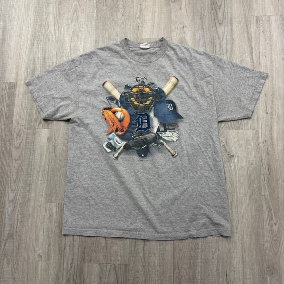 Vintage Detroit Tigers Shirt Men's Extra Large XL Gray y2k MLB Baseball Graphic - Picture 1 of 7